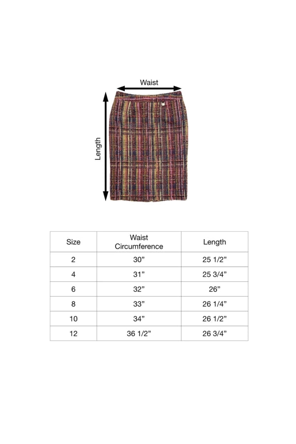 Theia Plaid Tweed Skirt
