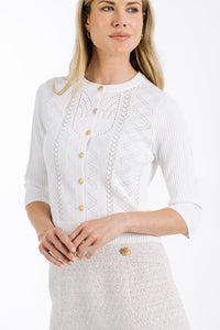 Briana logo pointelle cardigan