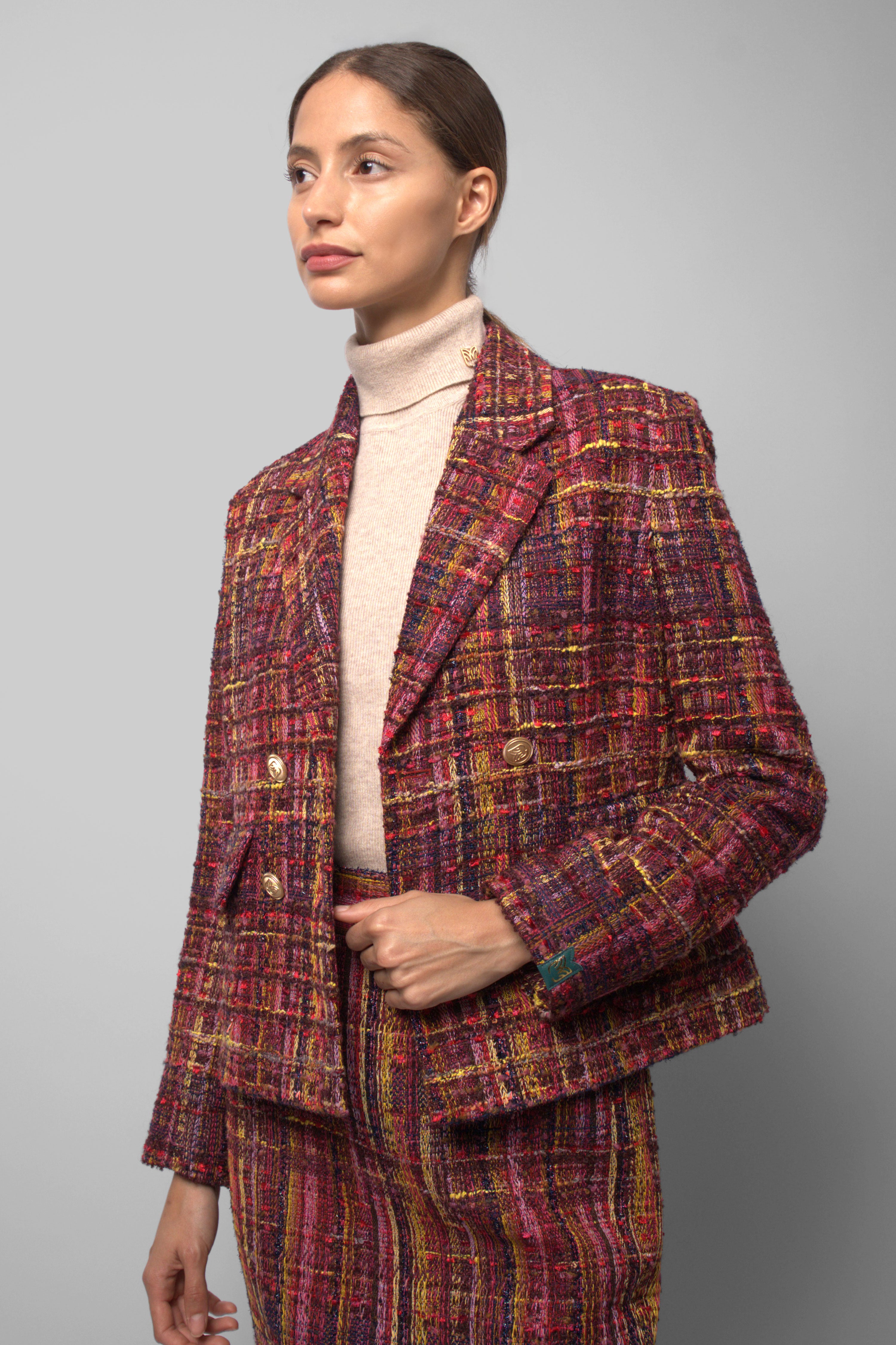 ジャケット・アウター MAISON SPECIAL silk tweed check coat MAISON SPECIAL silk tweed check coat PENCIL HOUSE CHECK JACQUARD